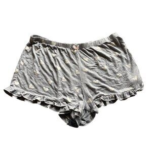 Honeydew sleep shorts Large ruffle hem grey with heart print
